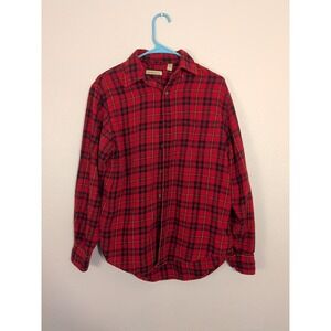Bass & Co Flannel Plaid Women's Button Down Shirt Red Size S/P